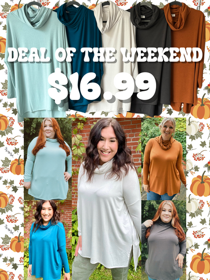 DOTD Tully Cowl Neck Tunics