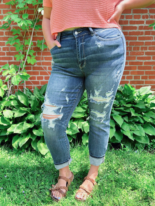 Judy Blue Distressed Boyfriend Jeans