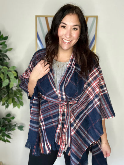 Holiday Plaid Belted Shawls