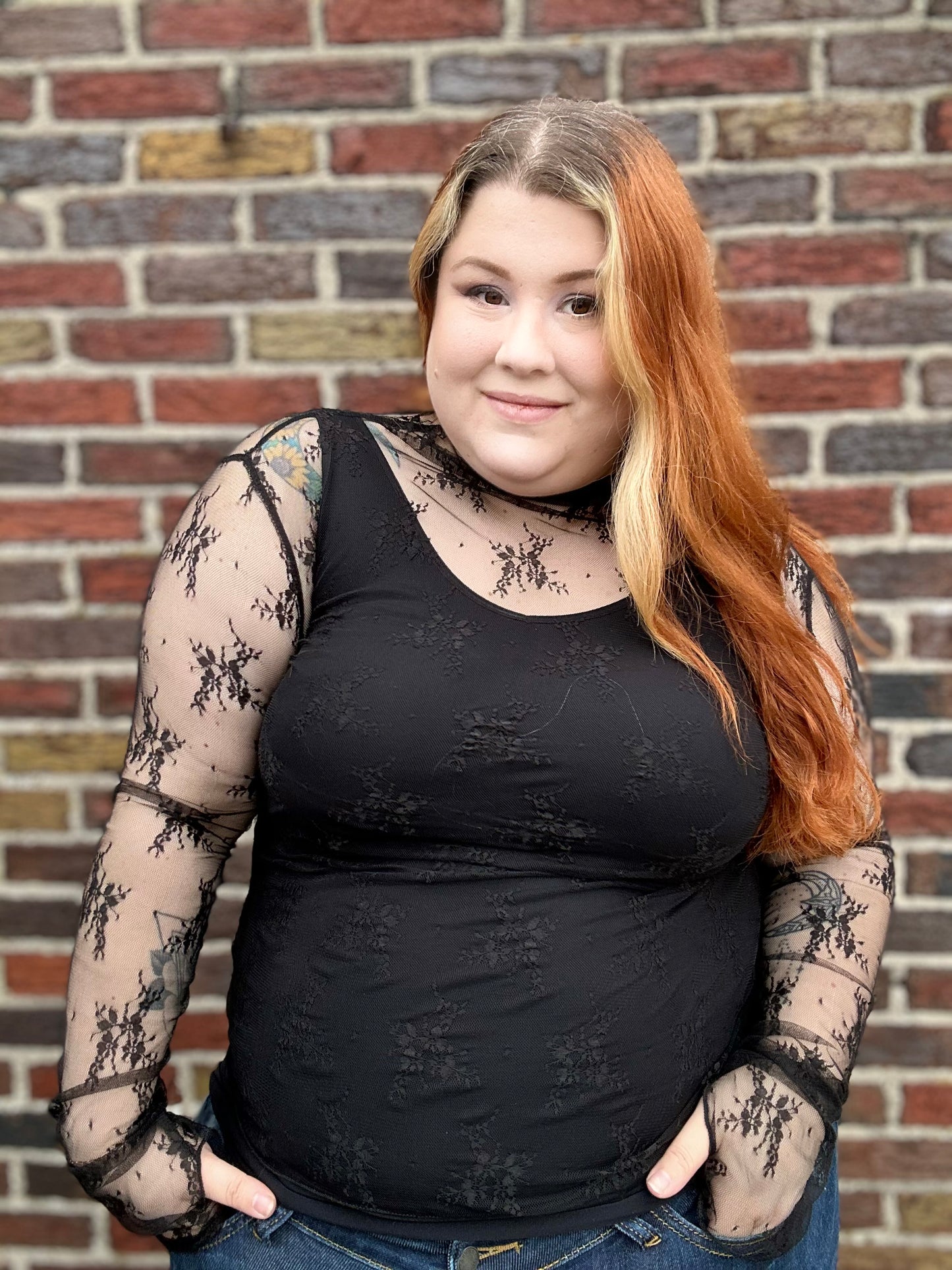 Black Lace Sheer Top