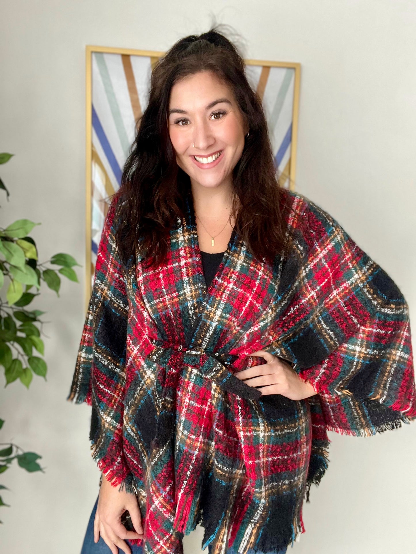 Holiday Plaid Belted Shawls