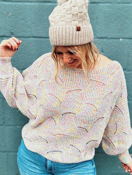 Speckled Pointelle Sweater