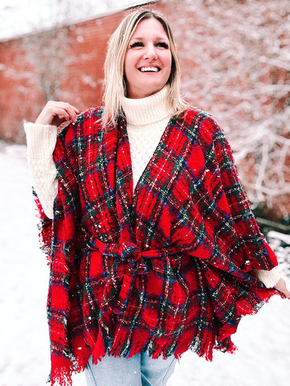 Holiday Plaid Belted Shawls